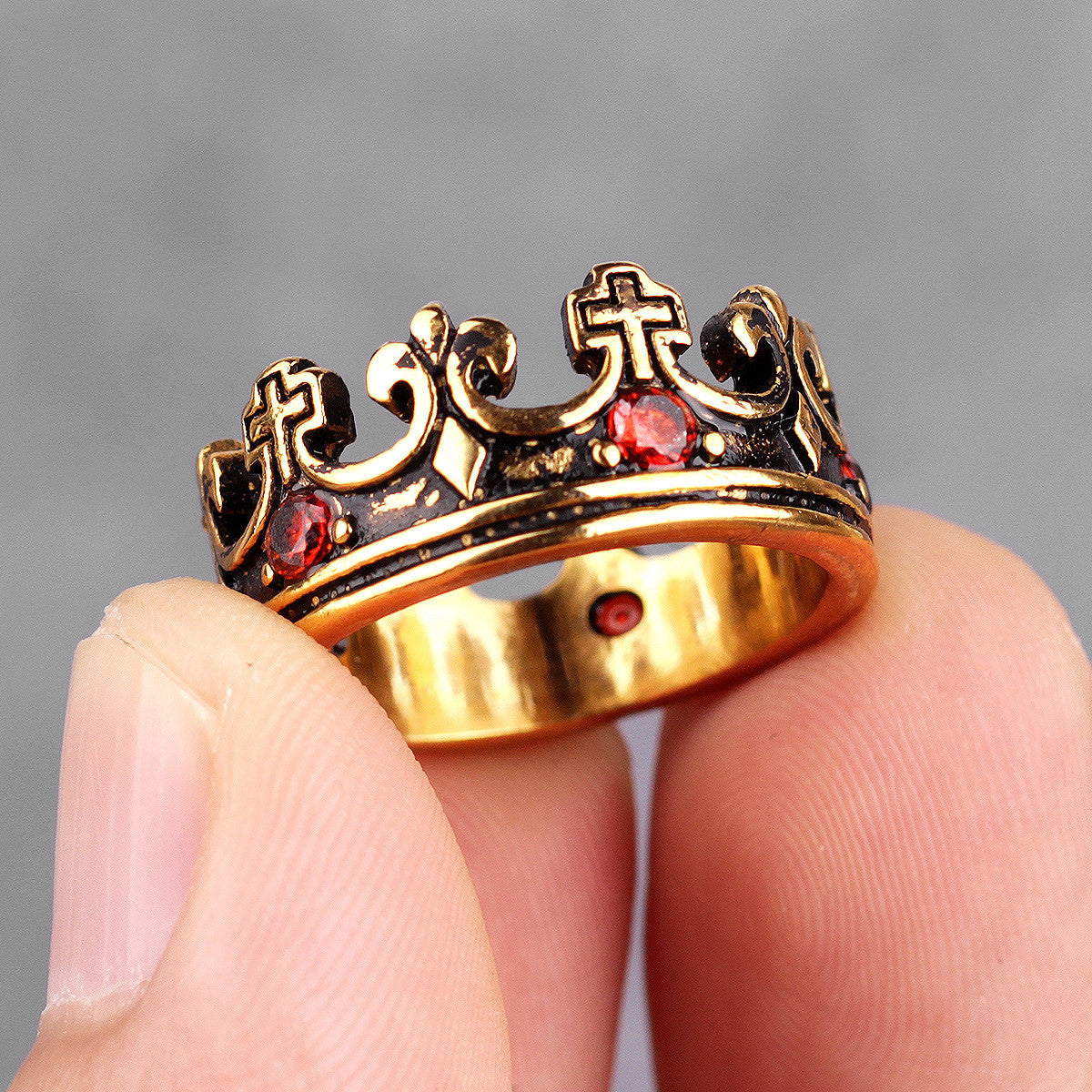 Royal Crown | 316L No Fade Stainless Steel Retro CZ Stone Fashion Street Wear Rings