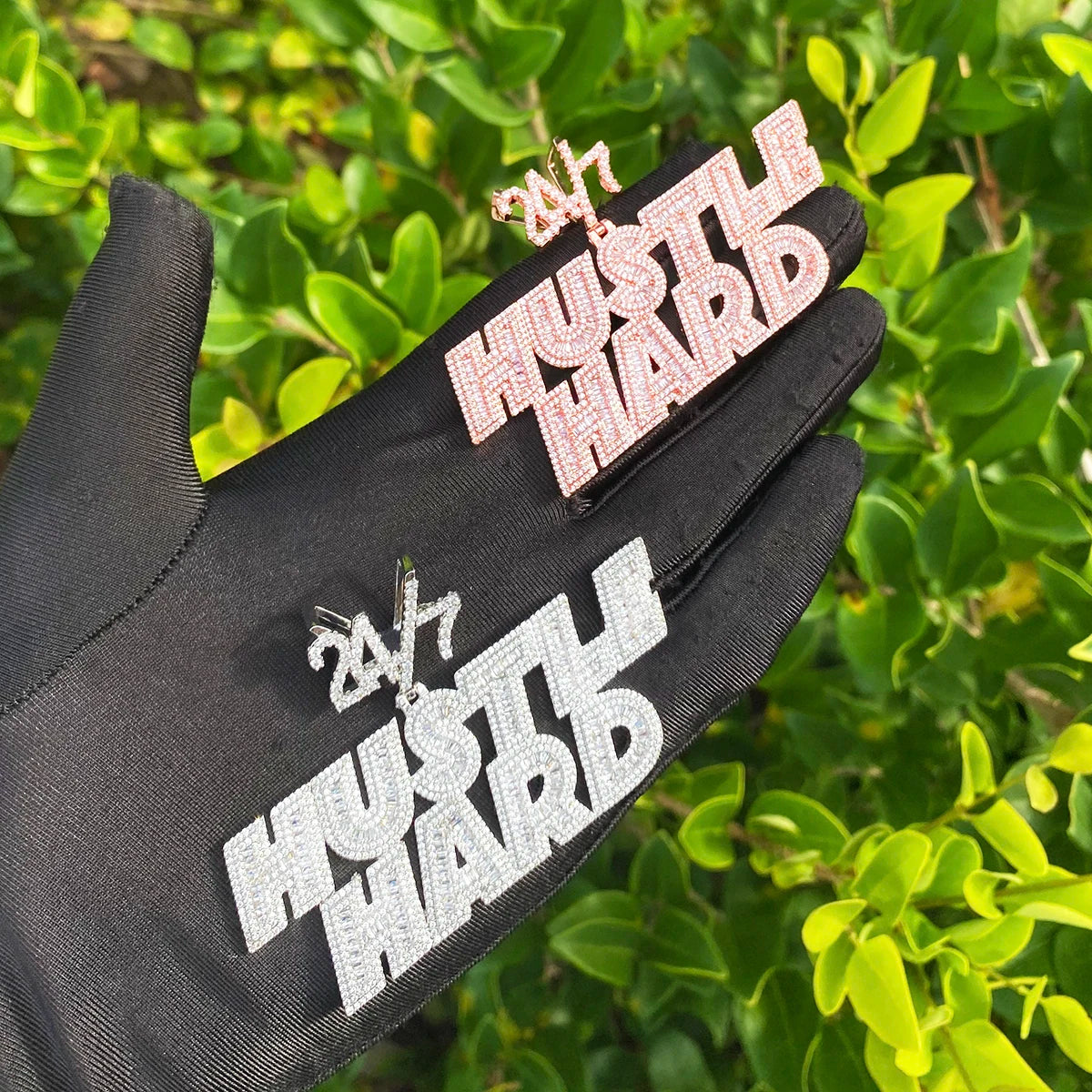 Hustle Hard | VVS Diamond CZ 5AA+ Luxury 24/7 Bail Hip Hop Pendant Chain