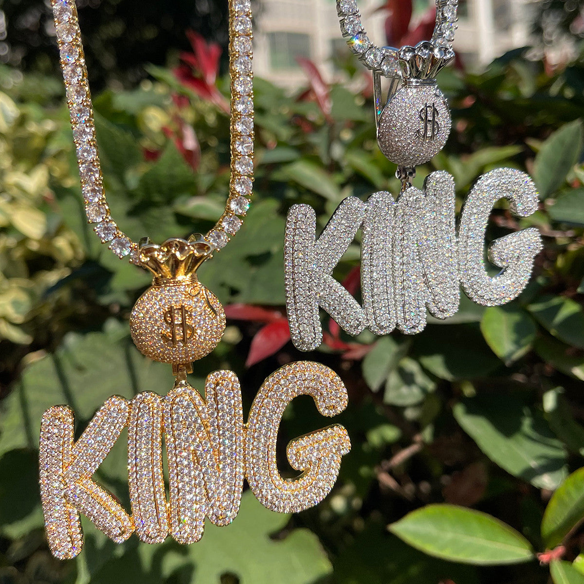 Secure The Bag | Iced Script Letters Money Bag Custom Hip Hop Pendant