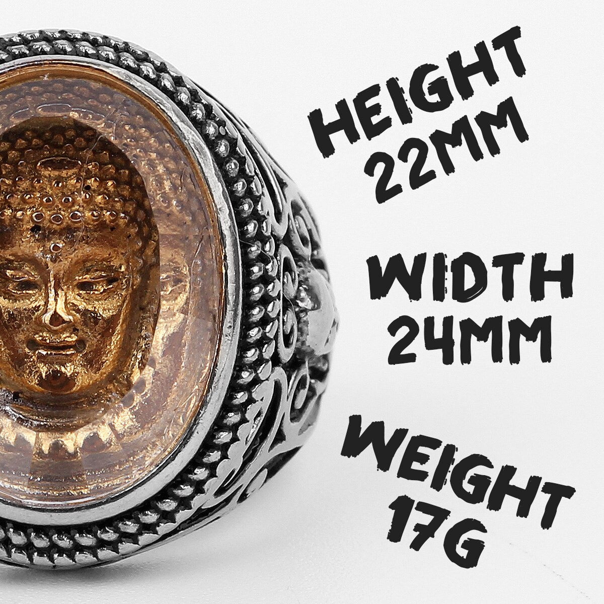 Mens No Fade Stainless Steel Buddhism Buddha Spiritual Street Wear Rings
