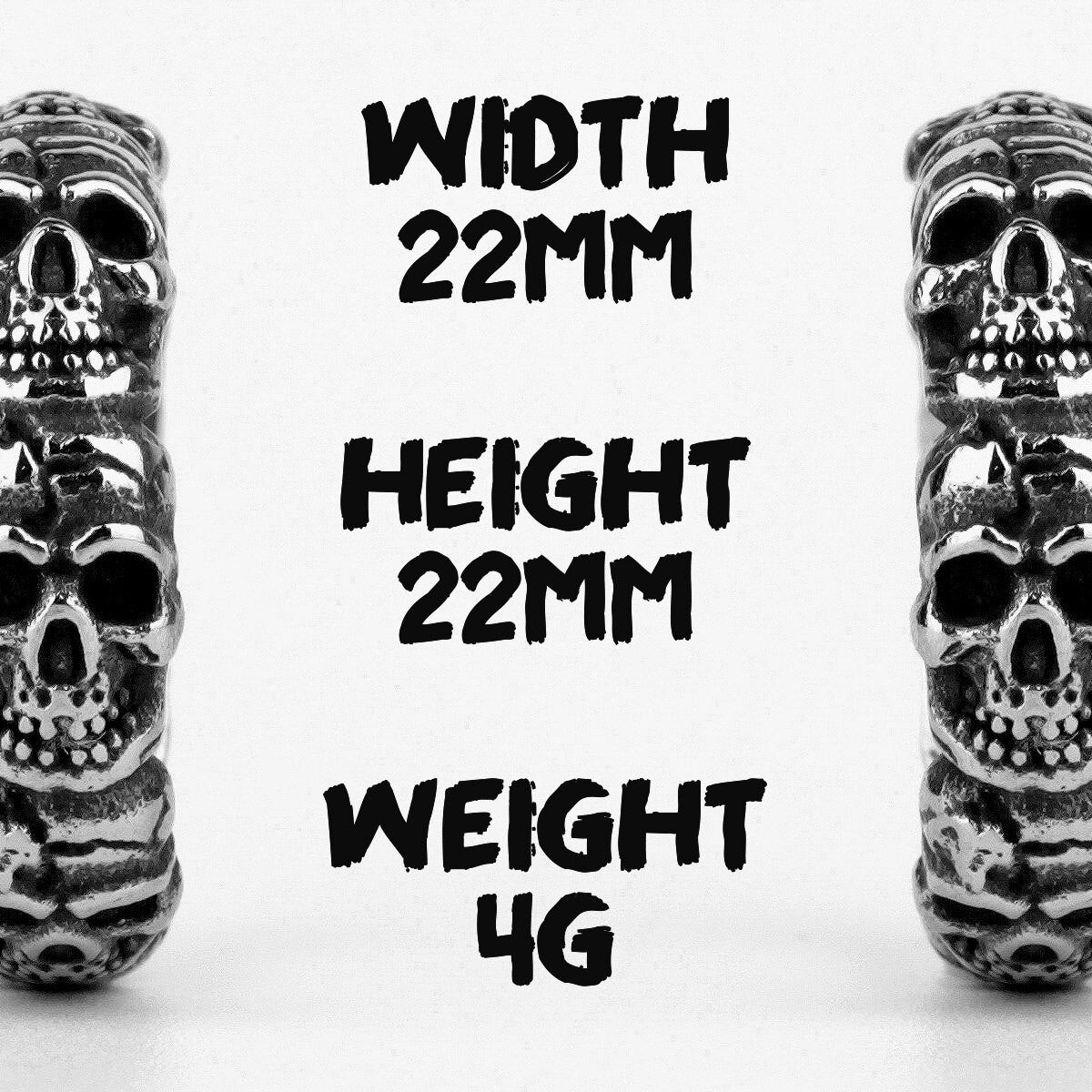 Mens 316L No Fade Solid Stainless Steel Street Rock Skulls Of Hell Rings