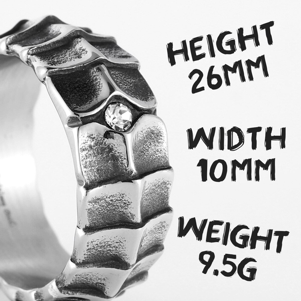 No Fade Stainless Steel Dragon Scales Mens Street Wear Casual Rings