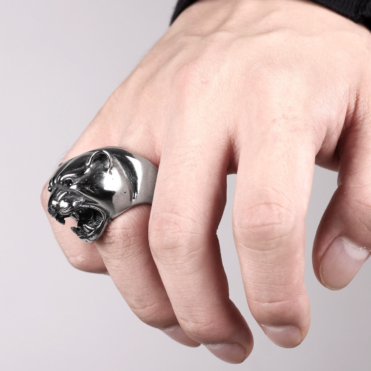 Mens Stainless Steel No Fade Leopard Street Wear Fashion Rings