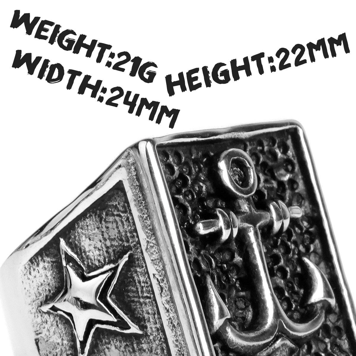 Mens No Fade Naval Anchor Ocean Star Street Wear Casual Stainless Steel Rings