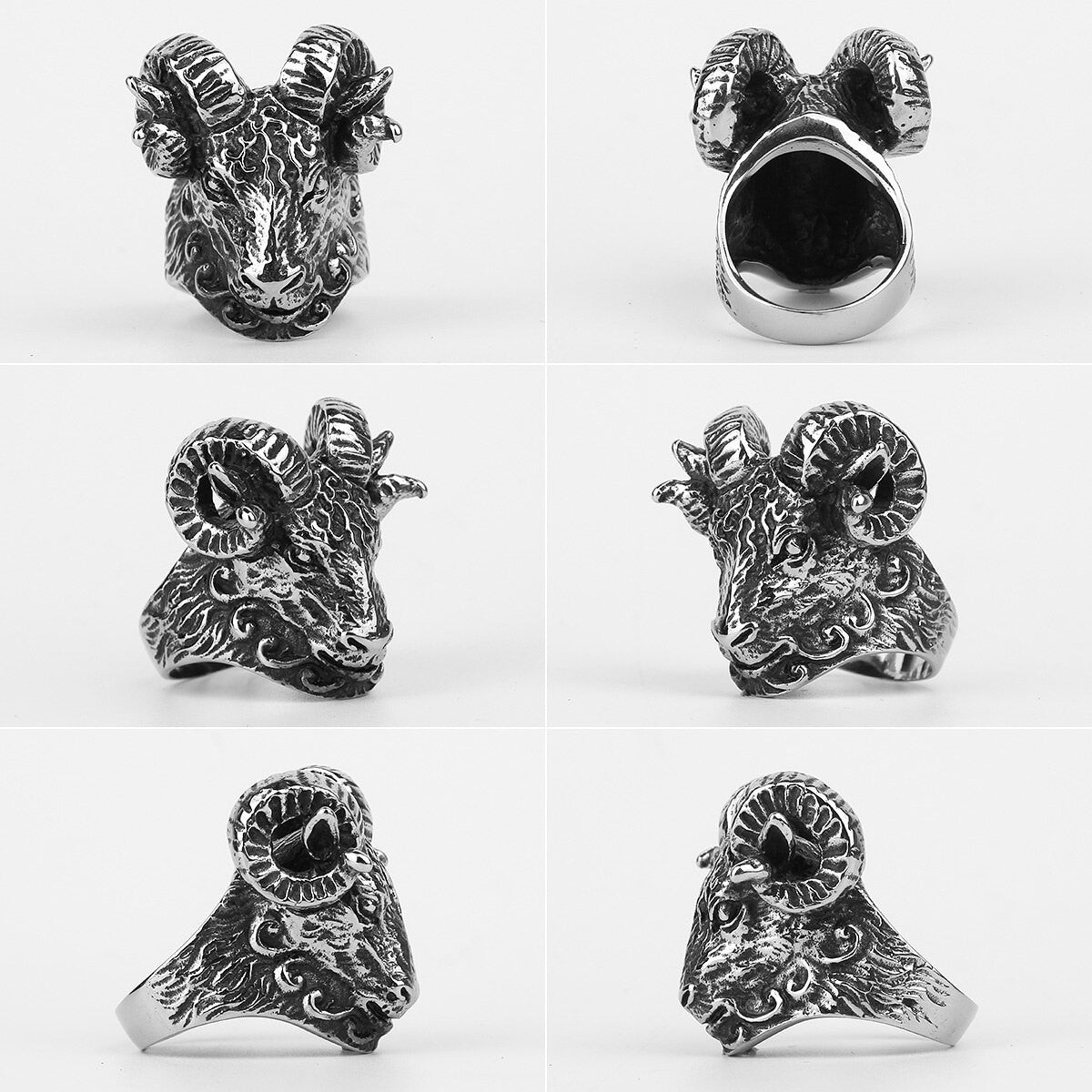 Mens No Fade Stainless Steel The Goat 3D Personality Dominate Male Rings