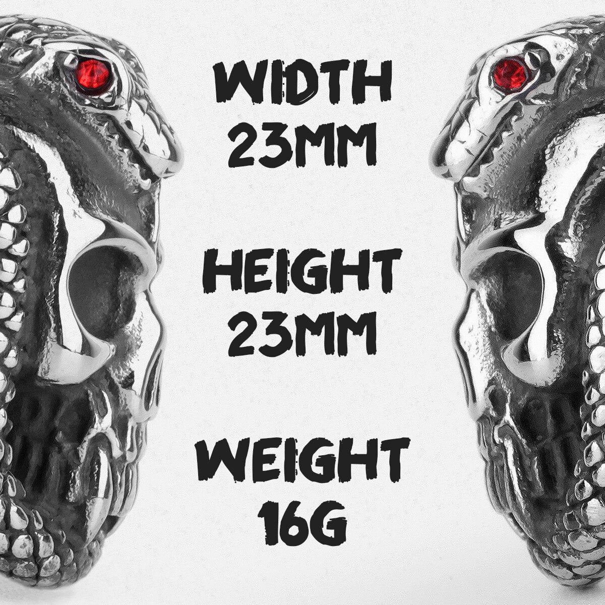 Mens 316L Ancient Snake Skull Solid 316L Stainless Steel Street Wear No Fade Rings