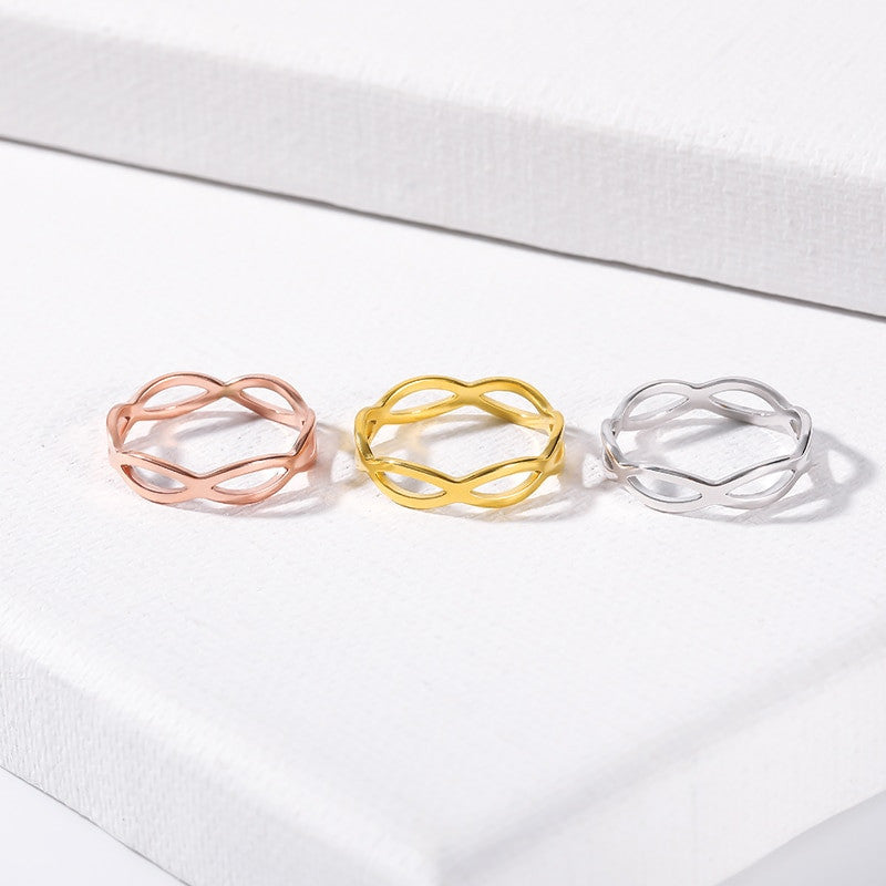 Platinum 18k Gold Rose Gold Stainless Steel Love Infinity Rings | Bling ...