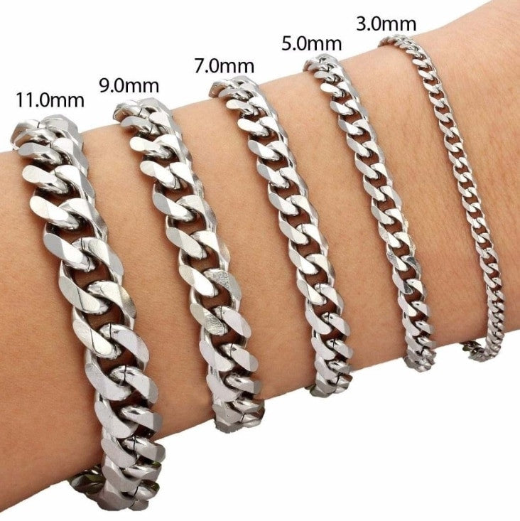 14k Gold Silver Black Stainless Steel Cuban Link Bracelets