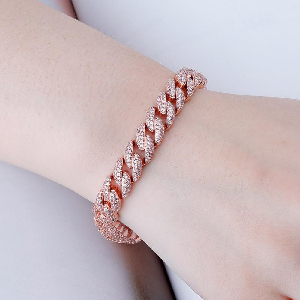 10mm Flooded Ice Street Wear Thick Cut Miami Cuban Link Chain Bracelets