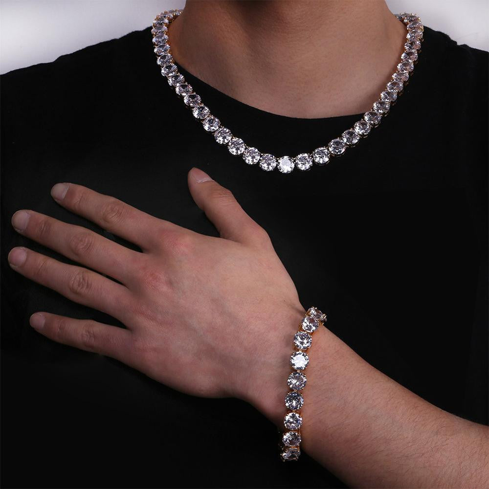 Boss Style 10mm Flooded Ice 3AAA 1 Row Hip Hop Tennis Chain Link Necklace