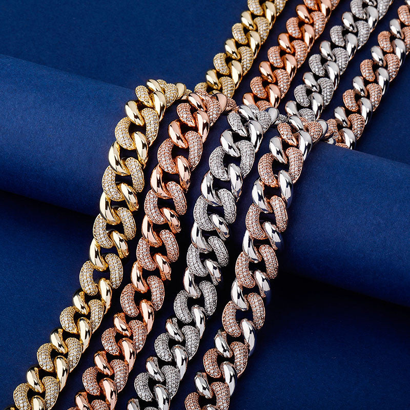  Rose Gold 14k 925 Silver 16mm Miami Cuban Link Designer Hip Hop Chain Necklace