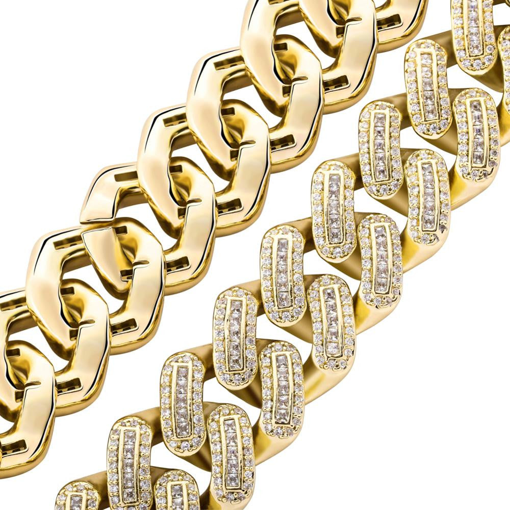 18mm Prong Setting Miami Cuban Link Big Clasp Flooded Ice Bling Bracelet