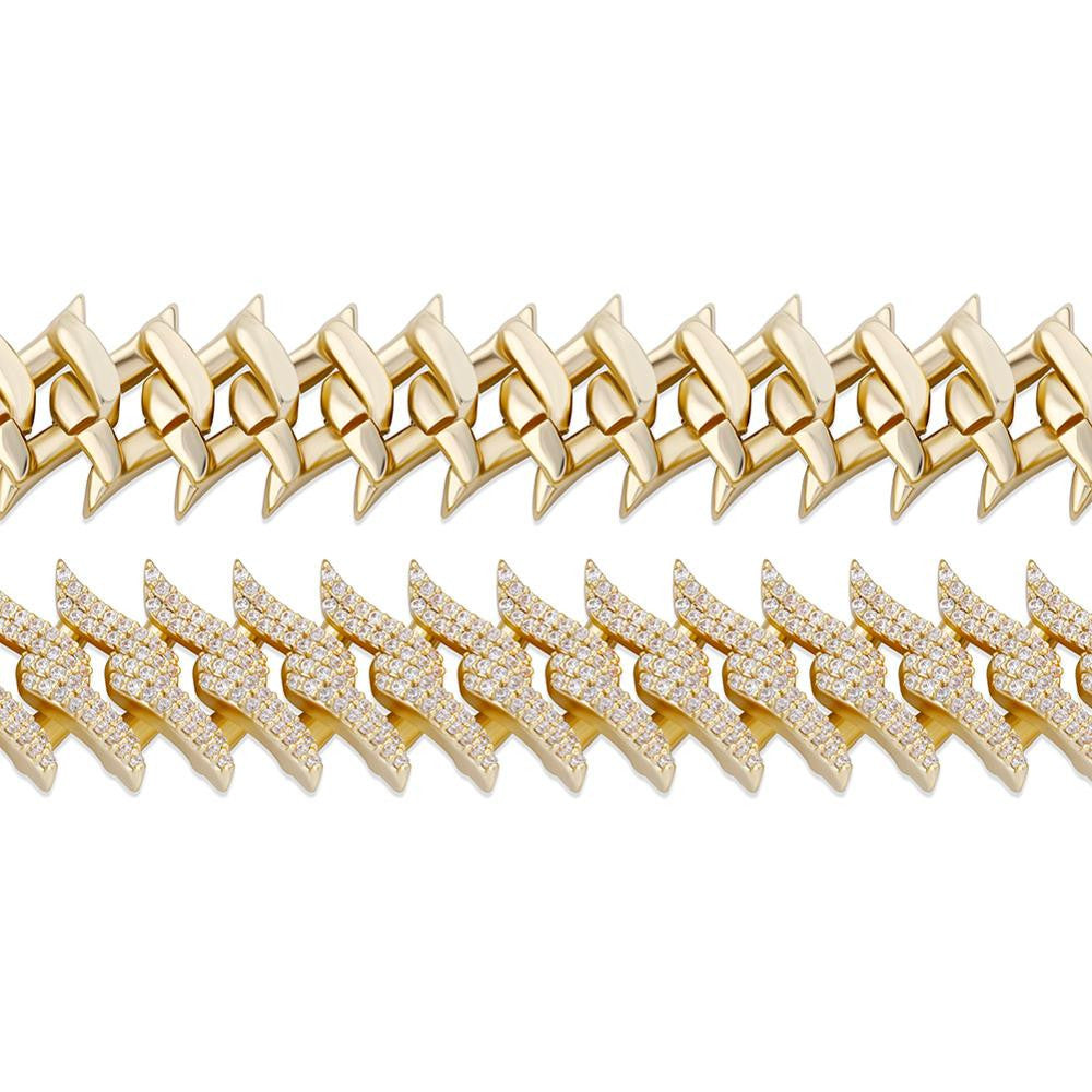 15mm Miami Cuban Link Crown Of Thorns Hip Hop Street Wear Bracelets