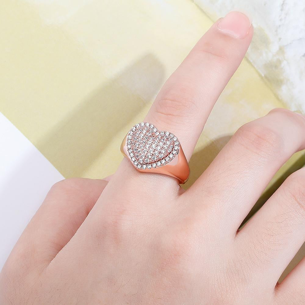 Ladies High Fashion Bling Delicate Heart AAA Micro Pave Bling Bling Rings