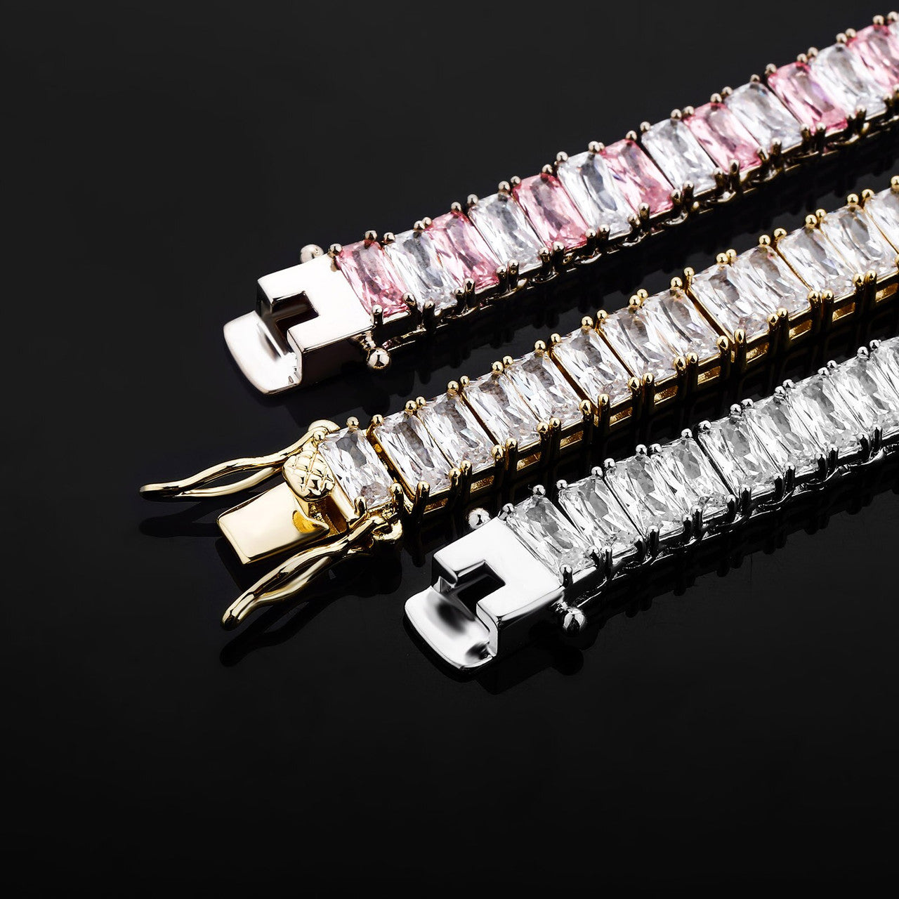 Flooded Ice All Baguette 8mm Hip Hop 14k Gold 925 Silver Bling Chain Necklace