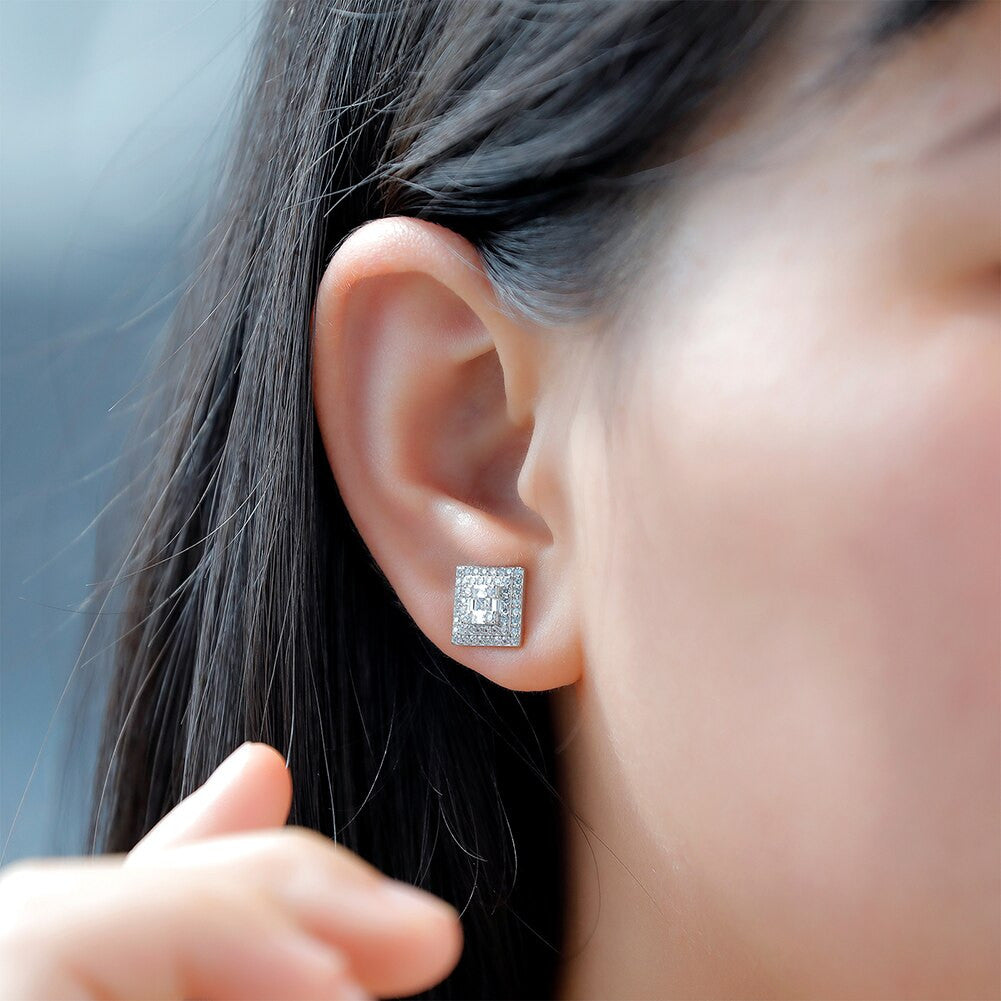 Mazed Ice | Iced Baguette .925 Solid Sterling Silver Hip Hop Square Cut Earrings