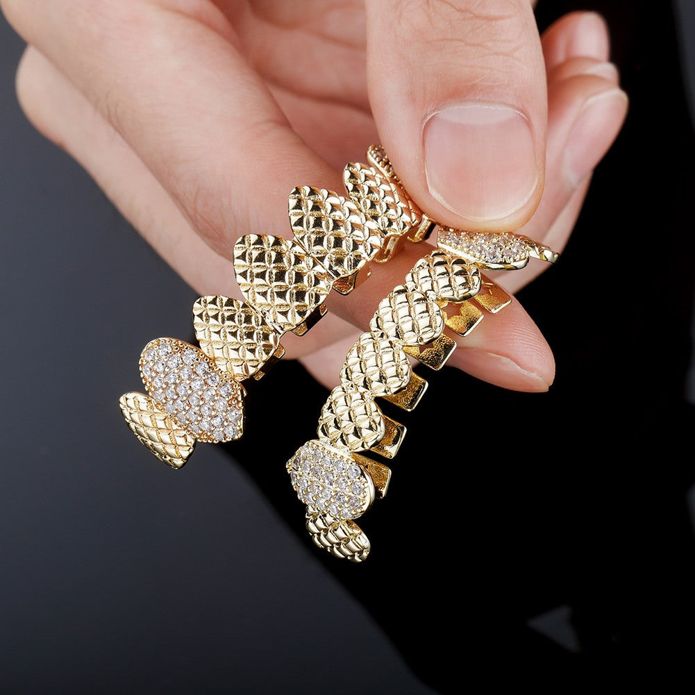 New Flooded Ice Diamond Cut Hip Hop K9 Vampire Tooth Hip Hop Iced Out Teeth Grillz