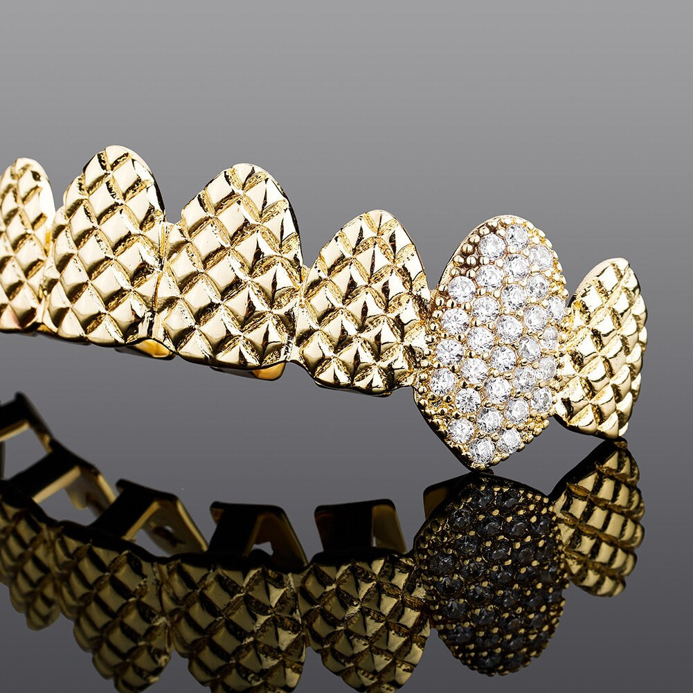 New Flooded Ice Diamond Cut Hip Hop K9 Vampire Tooth Hip Hop Iced Out Teeth Grillz