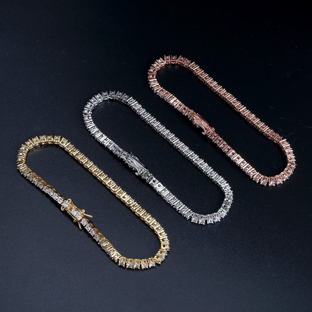 Flooded Ice 3mm 4mm AAA Cluster Stone Link Bling 1 Row Tennis Bracelets