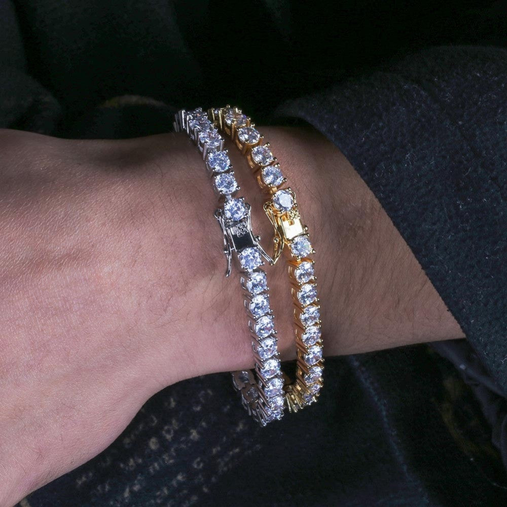Flooded Ice 3mm 4mm AAA Cluster Stone Link Bling 1 Row Tennis Bracelets