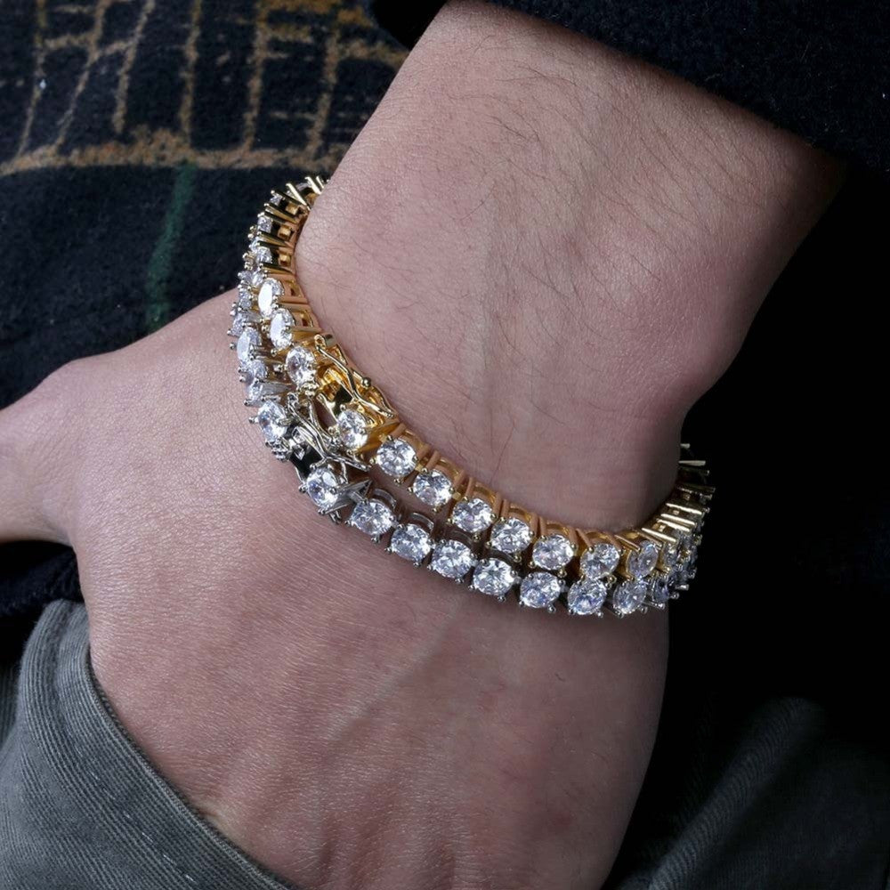 Flooded Ice 3mm 4mm AAA Cluster Stone Link Bling 1 Row Tennis Bracelets