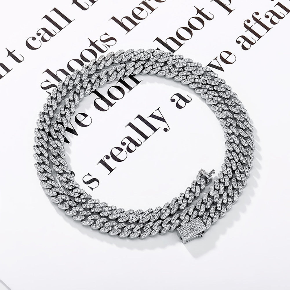 Flooded Ice 6mm Prong Set Spring Clasp Cuban Link Bling Chain Necklace