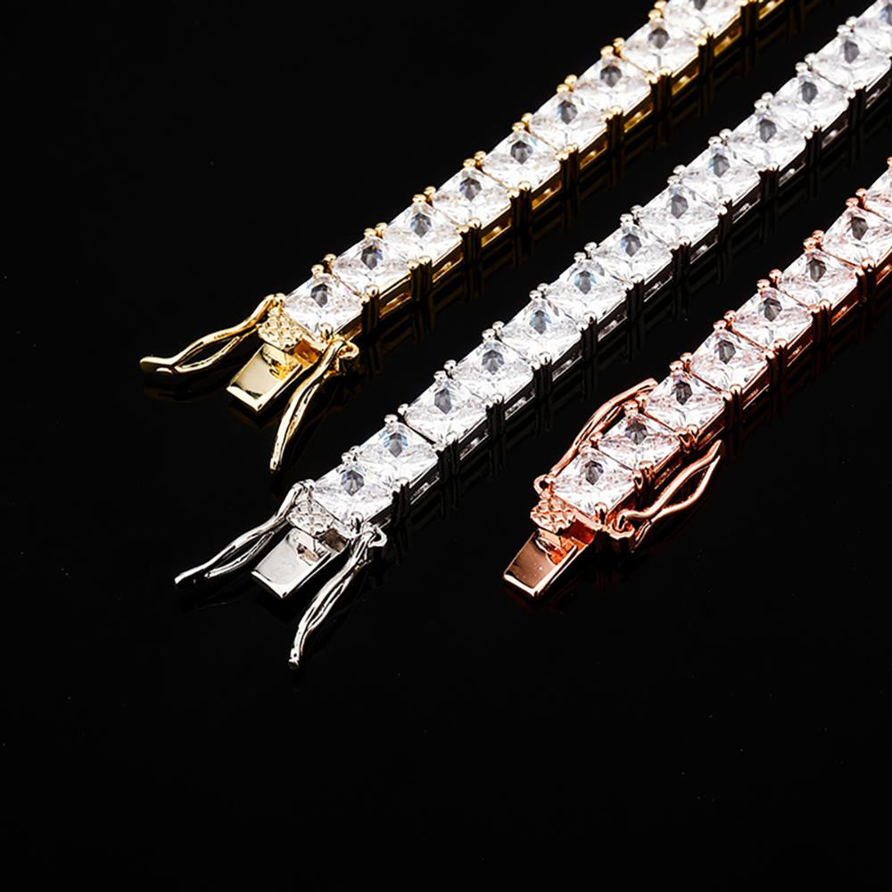 6mm Flooded Ice Princess Cut Square Choker Chain Necklace