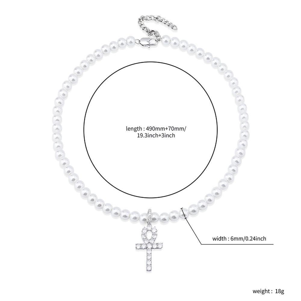 Ladies High Fashion Vintage Look White Pearl Necklace Flooded Ice Butterfly Pendant Charm