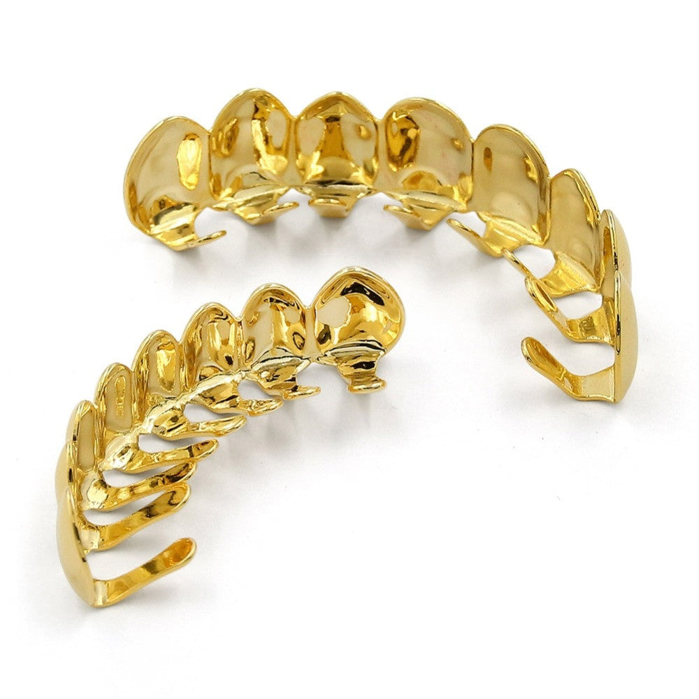 Full Mouth 8 Tooth 14k Gold Silver Black Hip Hop Teeth Grillz Set Top Bottom