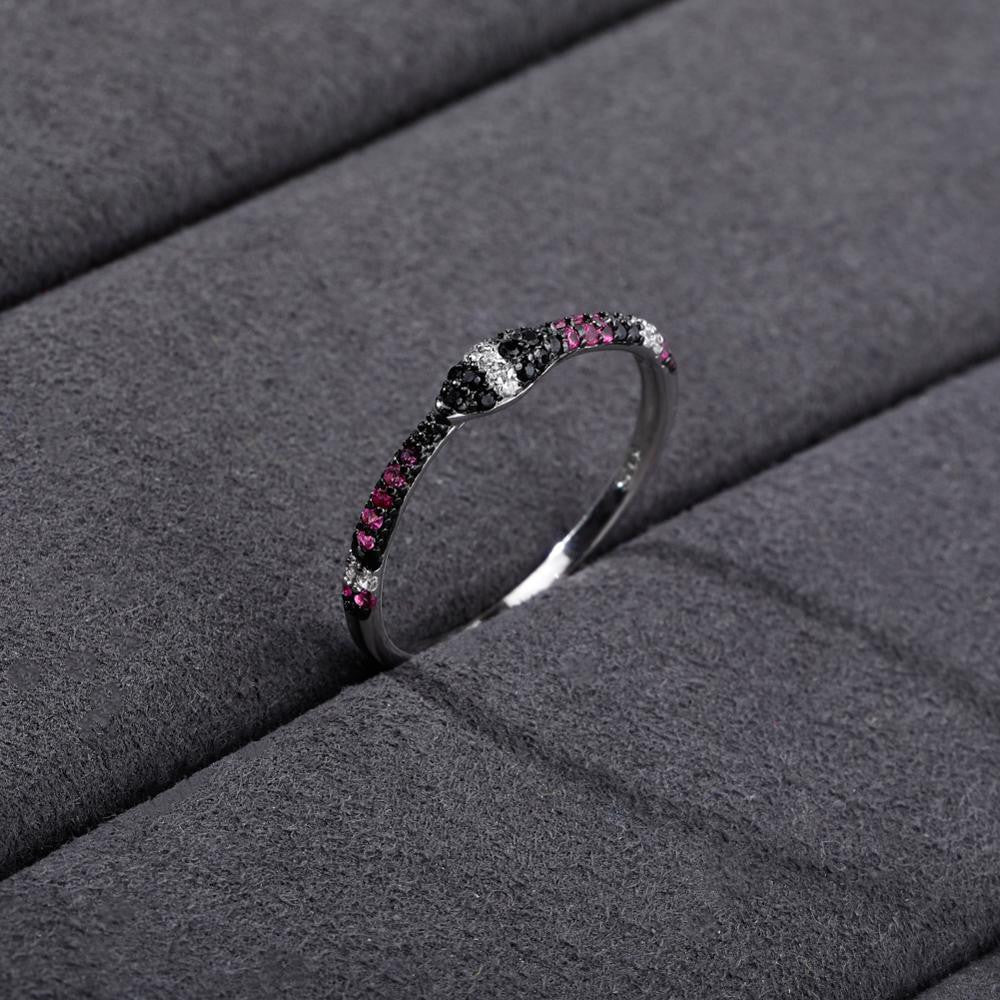 18k White Gold Over 925 Sterling Silver Iced Snake Crystal Circle Ring