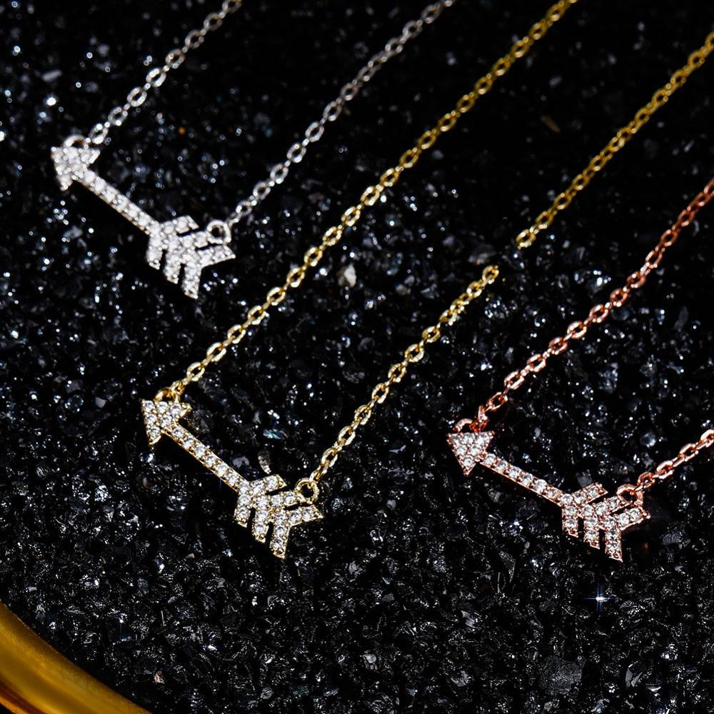 925 Sterling Silver Cupids Arrow Bling Charm Pendant Chain Necklace