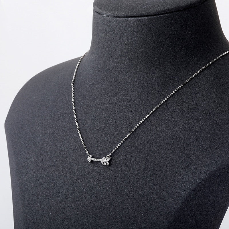 925 Sterling Silver Cupids Arrow Bling Charm Pendant Chain Necklace