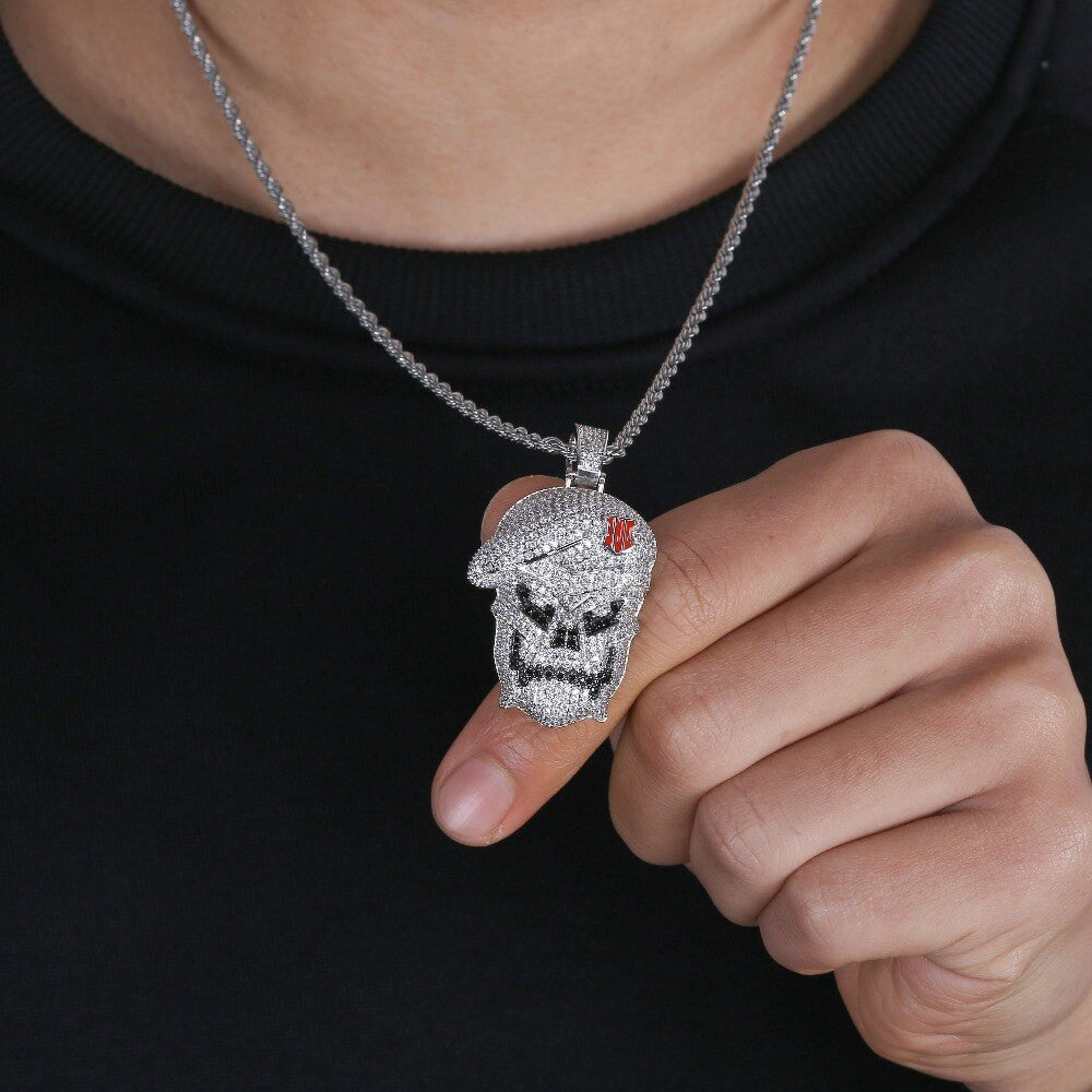 Black Ops | Ice Skull White Military Made Gold Hip Hop Pendant