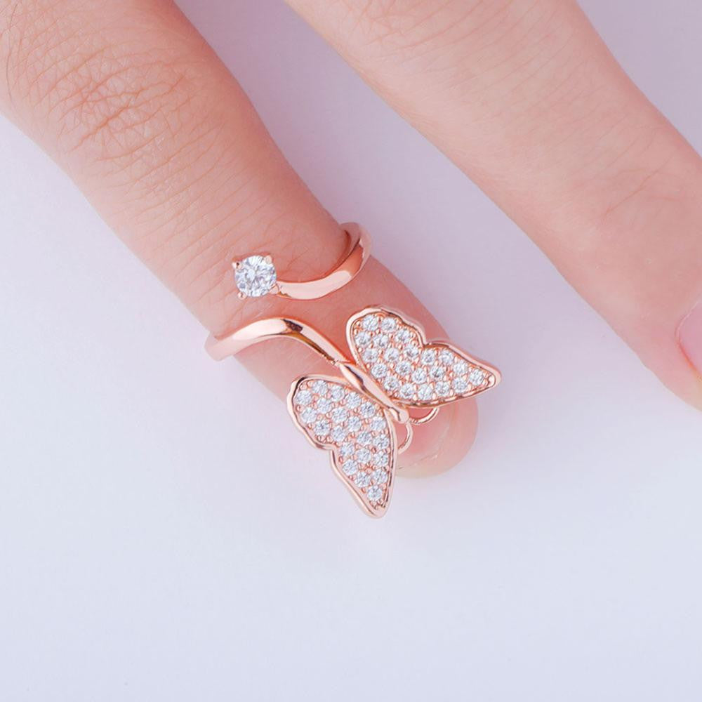 Ladies Flooded Ice Butterfly Fashion Adjustable Finger Nail Rings