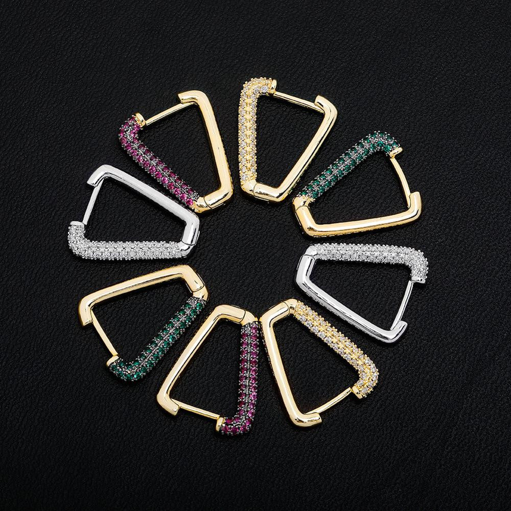 Ladies Hip Hop 4 Prong Trap Bling Bling Diamond Simulate Earrings