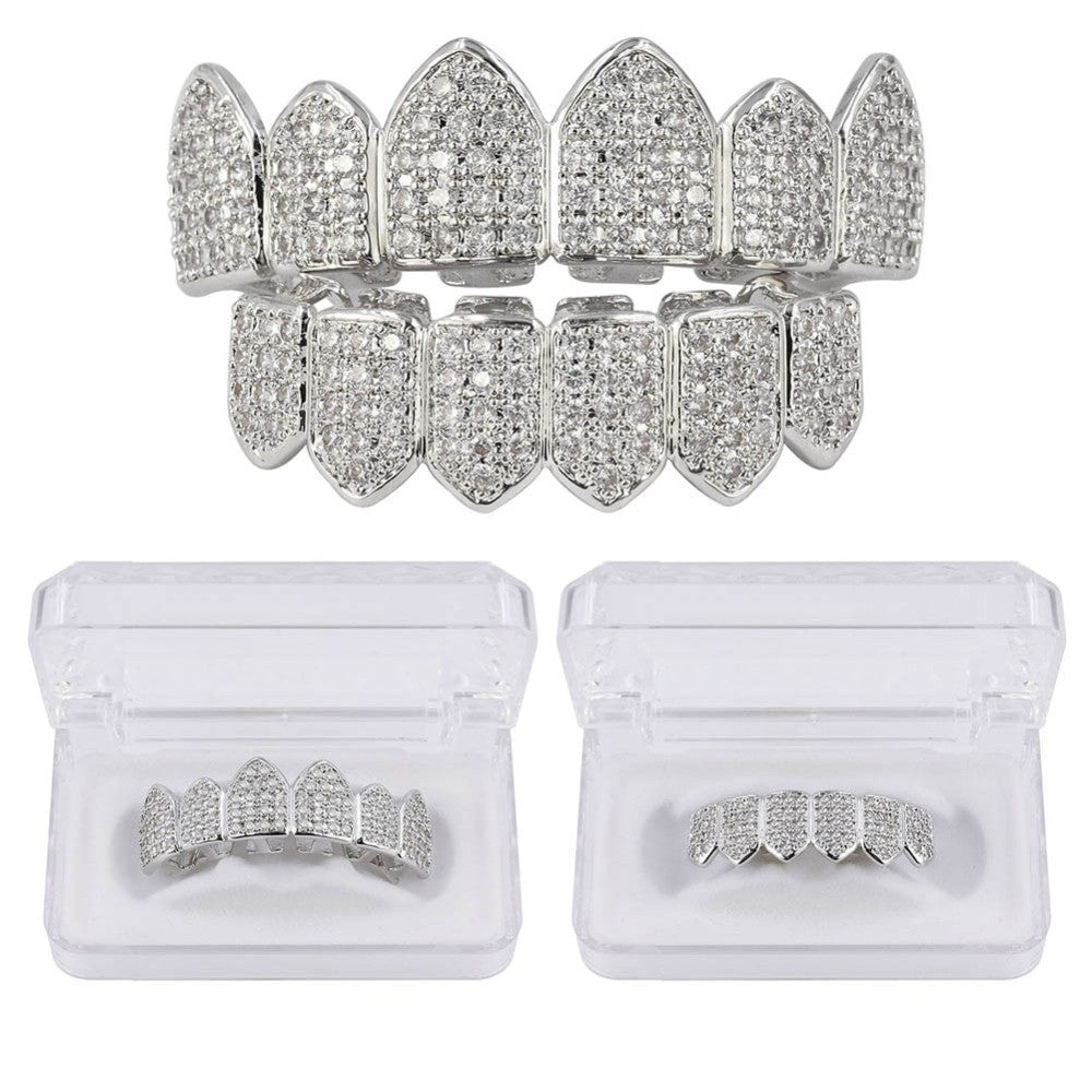 Hip Hop Big Boy 14k Gold .925 Silver Arch AAA Flooded Ice Teeth