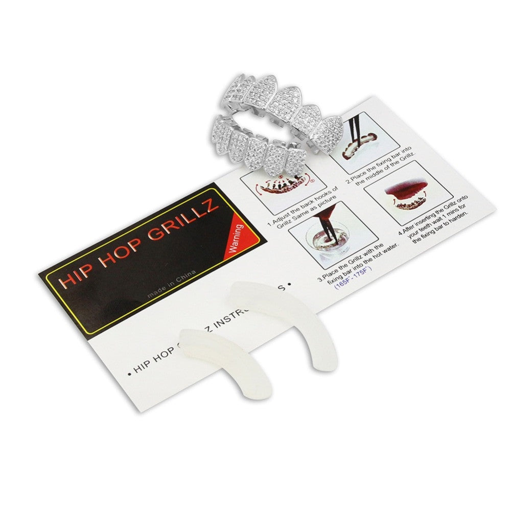 Hip Hop Big Boy 14k Gold .925 Silver Arch AAA Flooded Ice Teeth Tooth Grillz