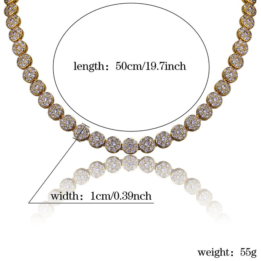 Mens Hip Hop 10mm Round Cluster 14k Gold 925 Flooded Ice Chain Necklace