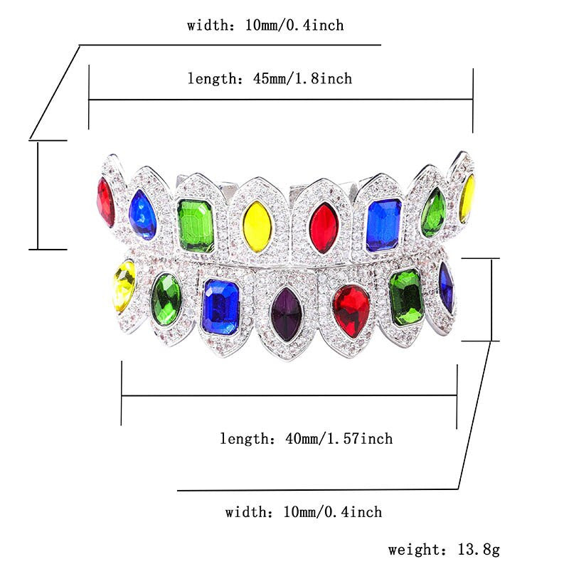 BLINGJEWELZ Crown Jewelz Flooded Ice Kings Grillz Hip Hop Mens Colorful Candy Mouth Teeth Grillz Set