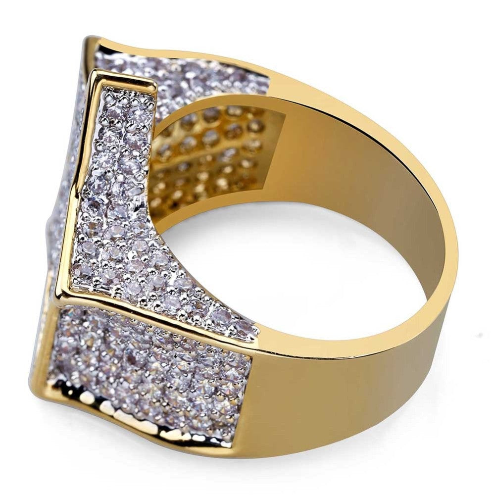 Hip Hop New Custom 14k Gold Star Struck Flooded Ice Hip Hop Ring