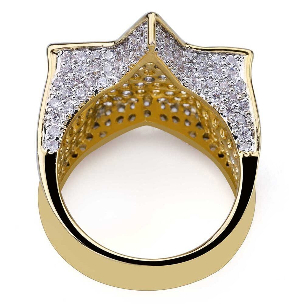 Hip Hop New Custom 14k Gold Star Struck Flooded Ice Hip Hop Ring