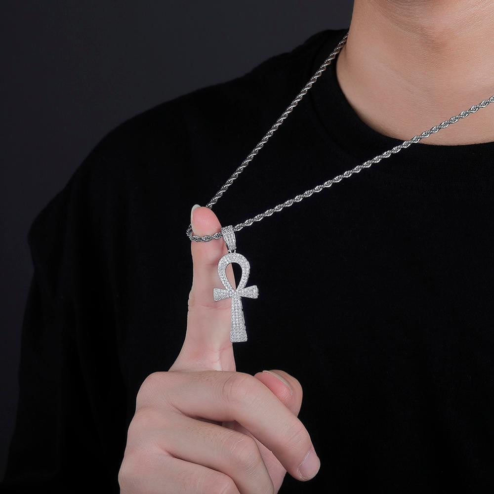 Key Of Life Ancient African Egyptian Ankh Cross Hip Hop Pendant Chain Necklace