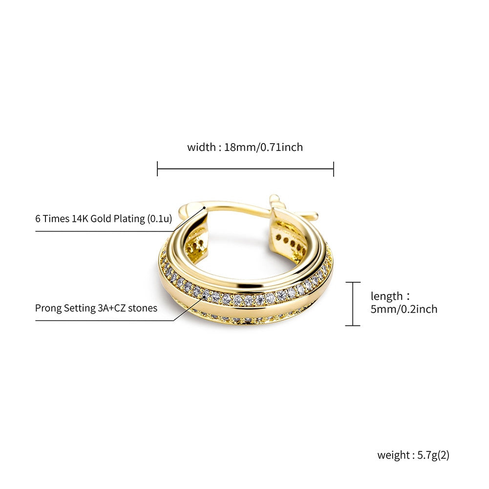 Flooded Ice Big Boy Ole Skool Hip Hop Hoop Bling White Yellow Gold 18mm Earrings