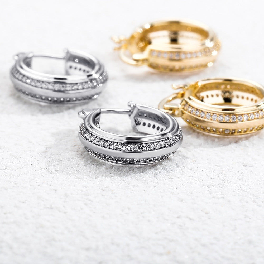 Flooded Ice Big Boy Ole Skool Hip Hop Hoop Bling White Yellow Gold 18mm Earrings