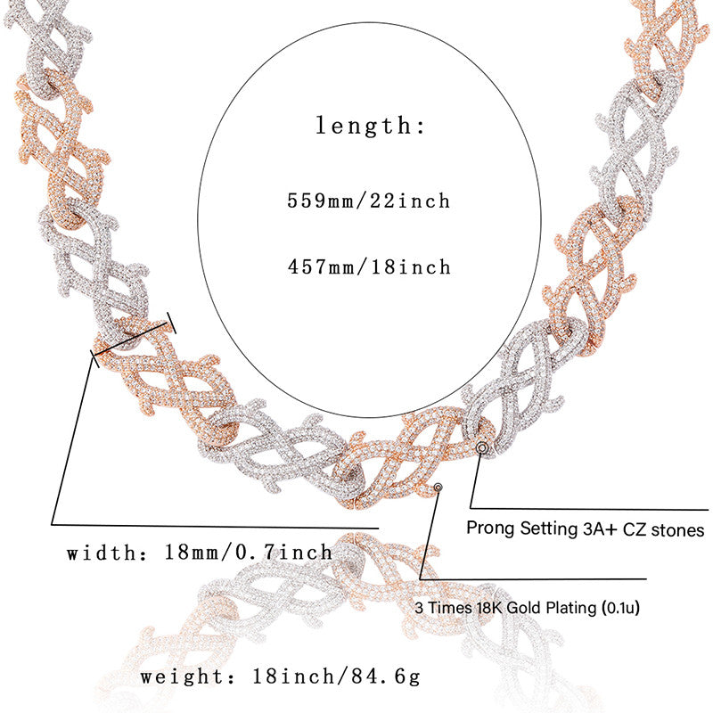 Mens Flooded Ice Crown Of Thorns Cuban Link Hip Hop Chain Necklace