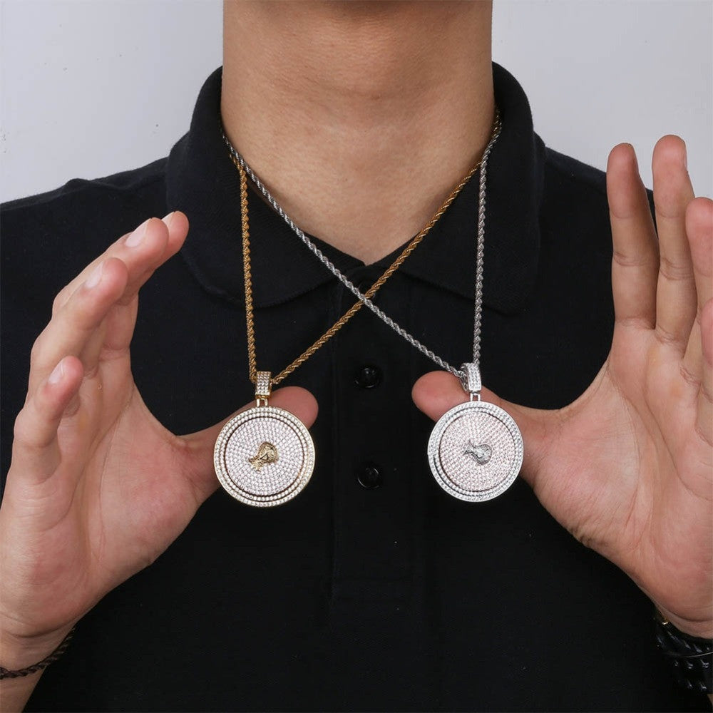 14k Gold 925 Silver Flooded Ice True Micro Pave Moveable Money Bag Hip Hop Pendant