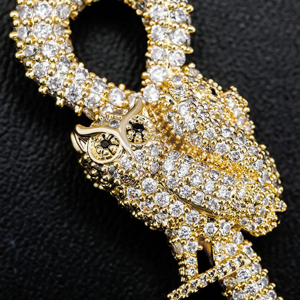 Hip Hop Flooded Ice Wise Owl Skeleton Key Bling Pendant Chain Necklace