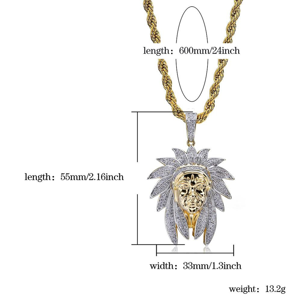 Bling Bling AAA Micro Pave The Chief Flooded Ice Hip Hop Pendant Chain Necklace