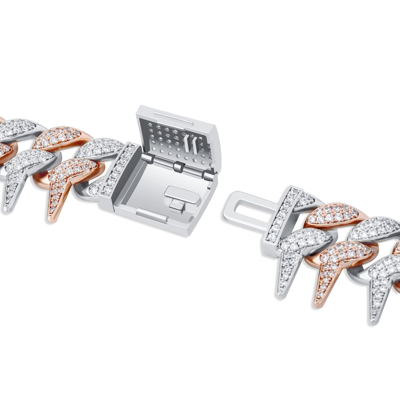 Crown Of Thorns Rose Gold 14k .925 Silver AAA Micro Pave Cuban Link Hip Hop Bracelet