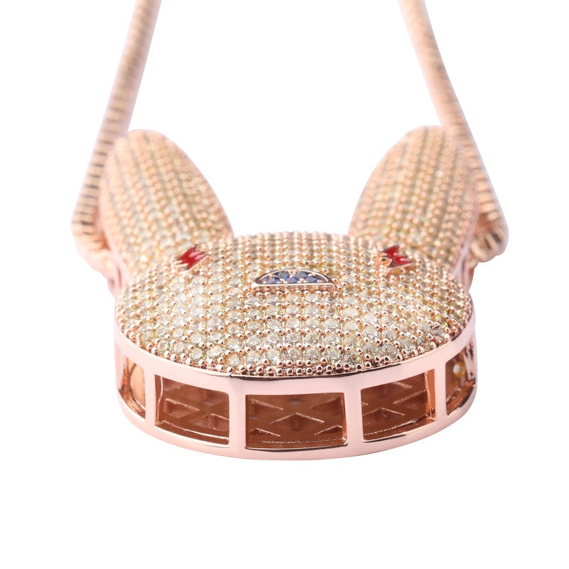 Miami Bad Bunny AAA Micro Pave Hip Hop 14k Gold Silver Rose Gold Pendant Chain Necklace